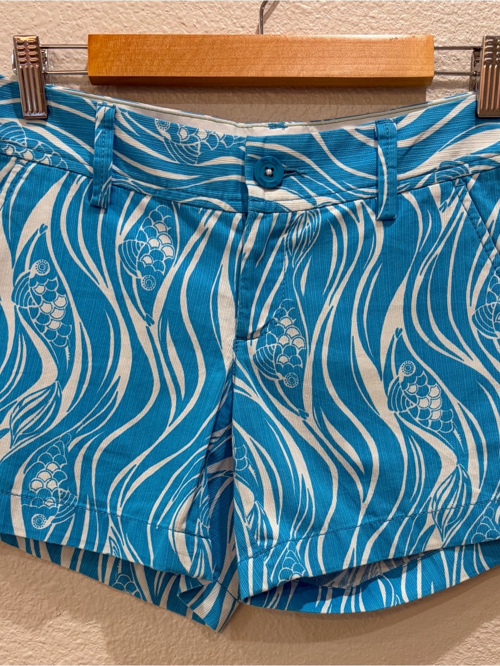Lilly Pulitzer Blue & White Wave-Print Bermuda Shorts